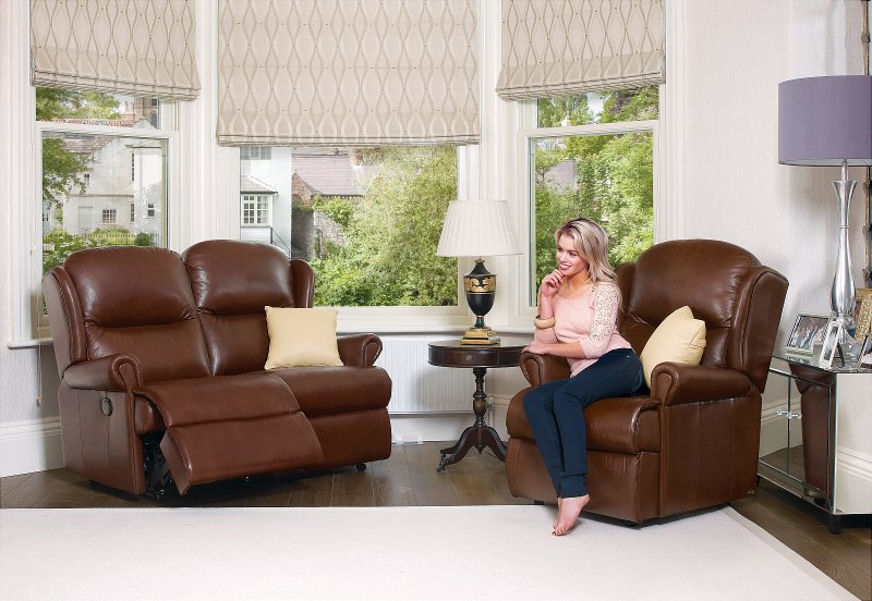 Sherborne - Malvern Leather Standard 2 Seater Reclining Sofa